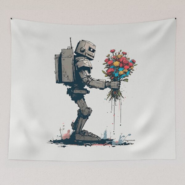 Item preview, flowers in metal hands designed and sold by GraffitiLab.