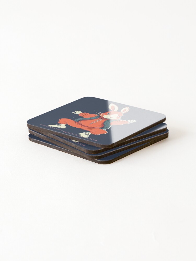 Thumbnail 4 of 5, Coasters (Set of 4), Hip Hop Dancing Rabbit designed and sold by uniqueD.