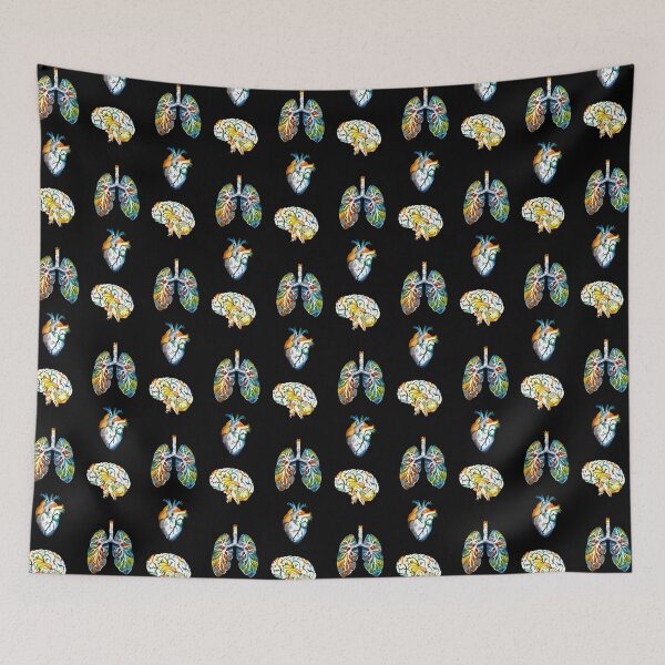 Item preview, Colorful set of human organ, roses, flowers, lungs, heart and brain designed and sold by Collagedream.
