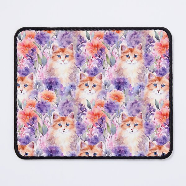Item preview, Whimsical Orange Cats & Floral Watercolor Pattern designed and sold by bsilvia.