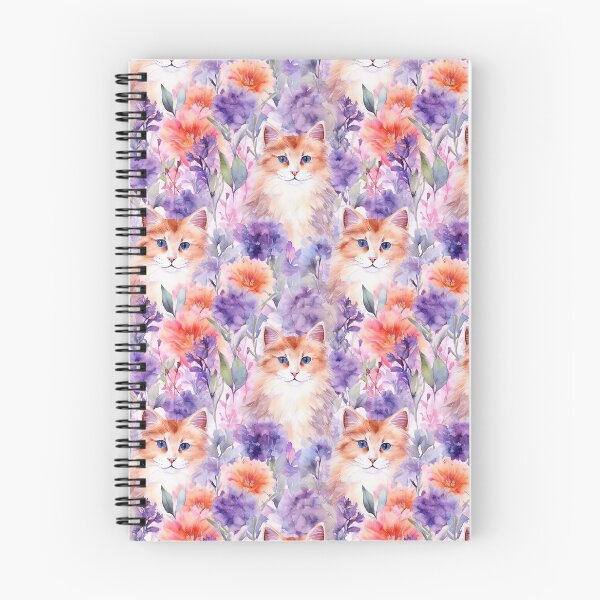 Item preview, Whimsical Orange Cats & Floral Watercolor Pattern designed and sold by bsilvia.