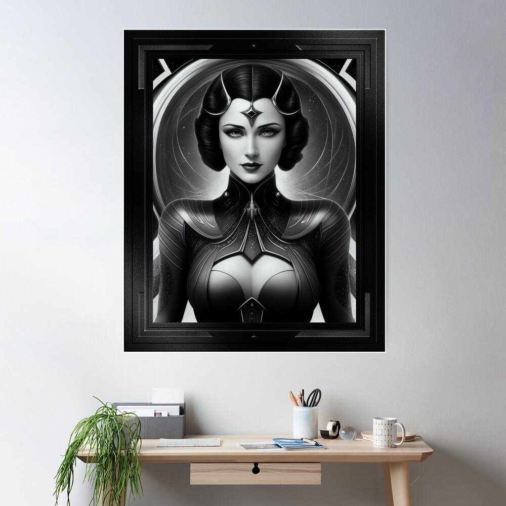 Portrait Of Delantia Delentis A Beautiful AI Concept Art Portrait by Xzendor7 Wall Poster