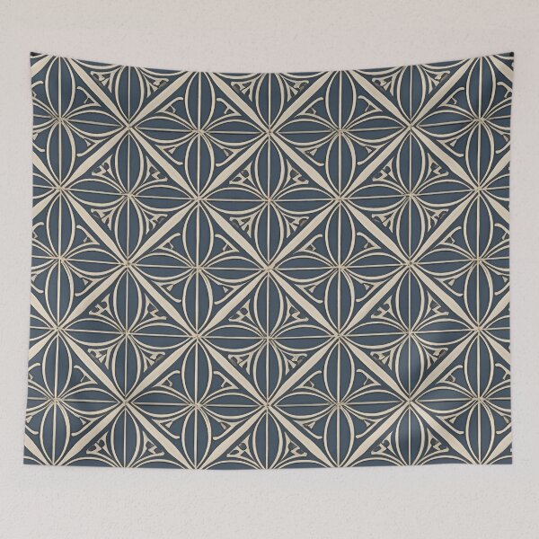 Item preview, Retro Tile Pattern Pastel Dark Blue with Light Beige designed and sold by RetroTile.