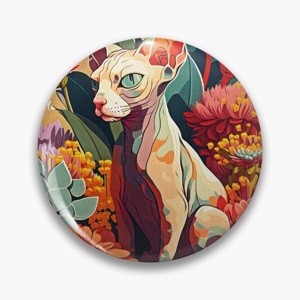 Item preview, Sphynx cat owners  gift. Cat digital painting surrounded by flowers. designed and sold by paulo silveira.