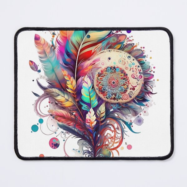 Item preview, Stunning boho decoration of colourful feathers and small mandala, bright water colours designed and sold by VeronicArt85.