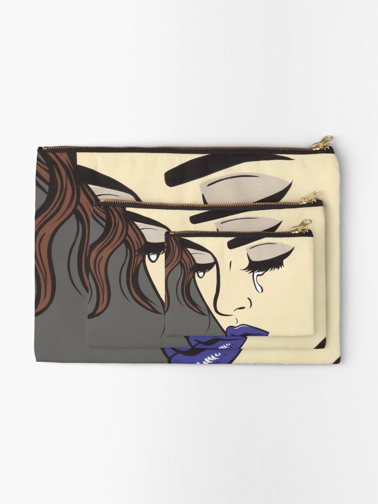 Alternate view of Brunette Crying Comic Girl Zipper Pouch