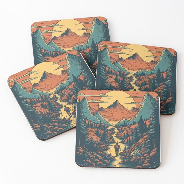 Item preview, A Hiker Hiking through a Beautiful Landscape- Vintage Outdoors designed and sold by GVRDesign.