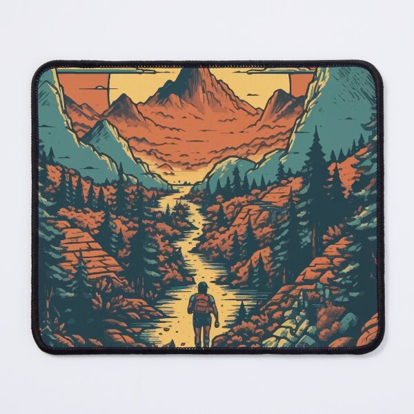 Item preview, A Hiker Hiking through a Beautiful Landscape- Vintage Outdoors designed and sold by GVRDesign.