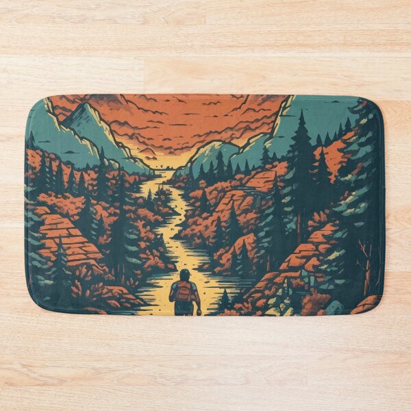 Item preview, A Hiker Hiking through a Beautiful Landscape- Vintage Outdoors designed and sold by GVRDesign.