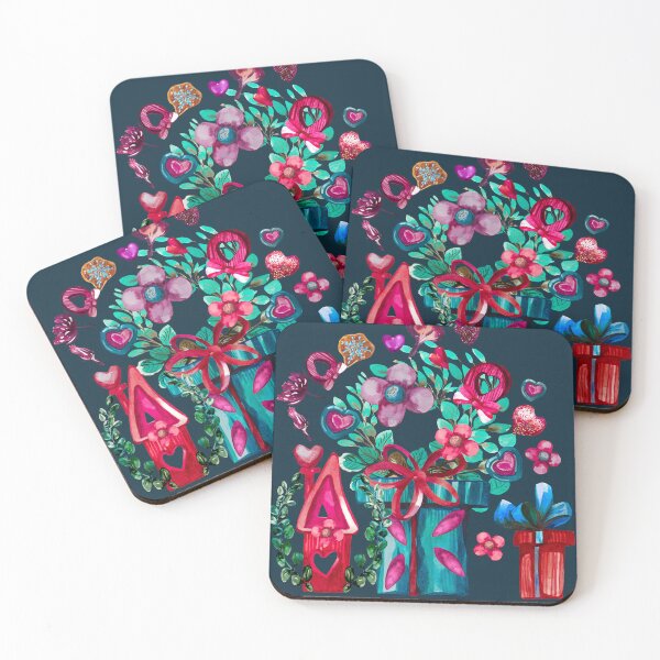 Item preview, Birthday gift boxes surrounded by hearts and flowers designed and sold by IngaDesign.