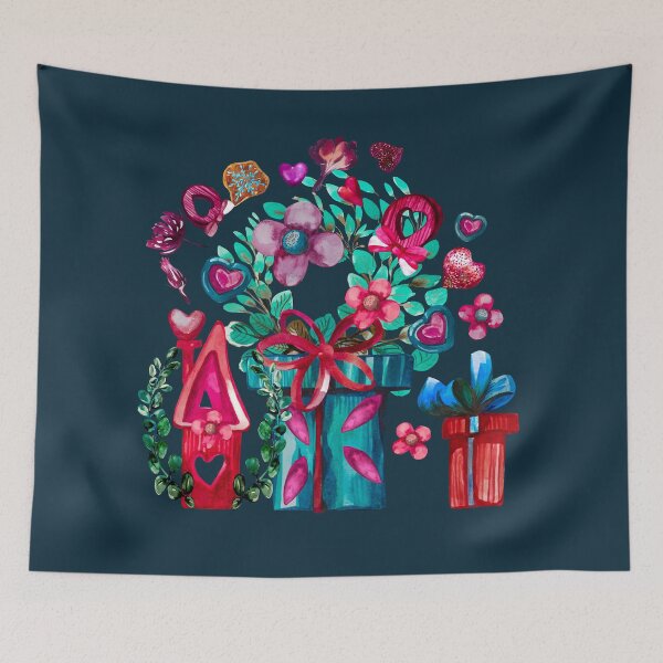 Item preview, Birthday gift boxes surrounded by hearts and flowers designed and sold by IngaDesign.