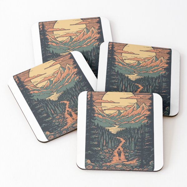 Item preview, A Hiker Hiking through a Beautiful Landscape - Vintage Outdoors designed and sold by GVRDesign.