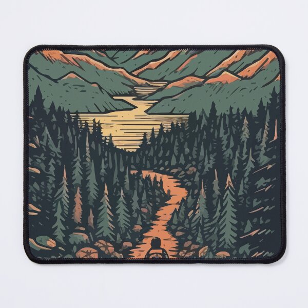 Item preview, A Hiker Hiking through a Beautiful Landscape - Vintage Outdoors designed and sold by GVRDesign.
