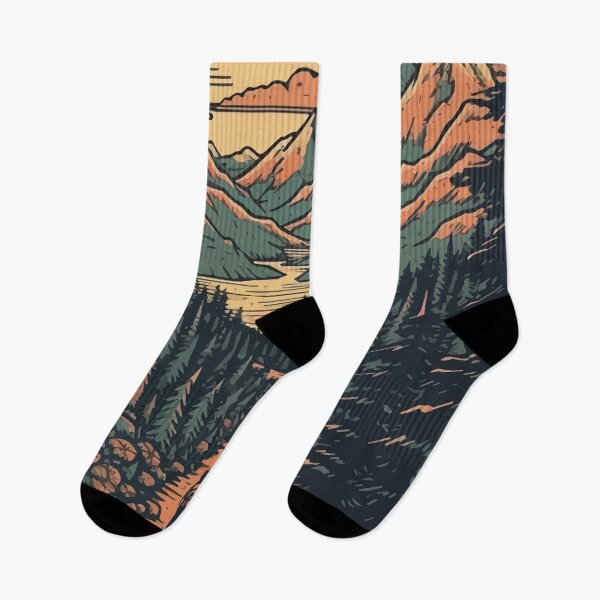 Item preview, A Hiker Hiking through a Beautiful Landscape - Vintage Outdoors designed and sold by GVRDesign.