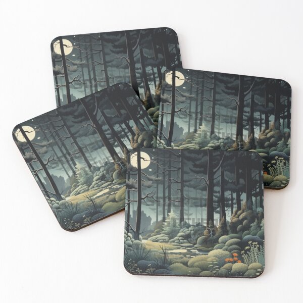 Item preview, Beautiful Vibrant Forest at Night Under Moonlight designed and sold by Stoopendous Stickers.