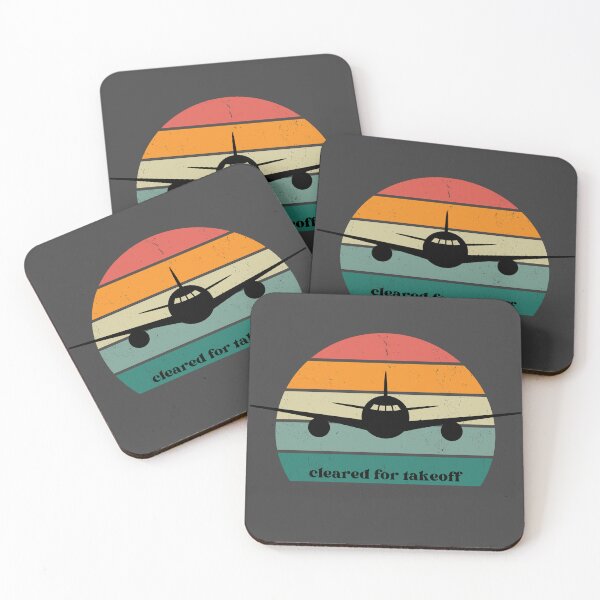 Item preview, cleared for takeoff retro sunset airplane aircraft for pilots, flight attendant and aviation geeks designed and sold by AviationArtists.