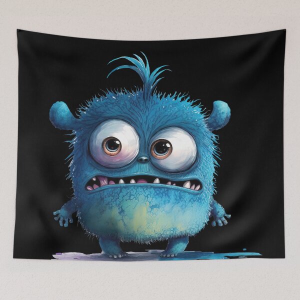 Item preview, Cute and Funny Baby Monster, Little Blue Monster designed and sold by MoonFoxDesign.