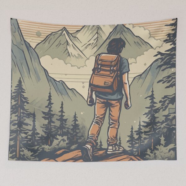 Item preview, A Hiker at the Summit of the Hike - Vintage Outdoors designed and sold by GVRDesign.