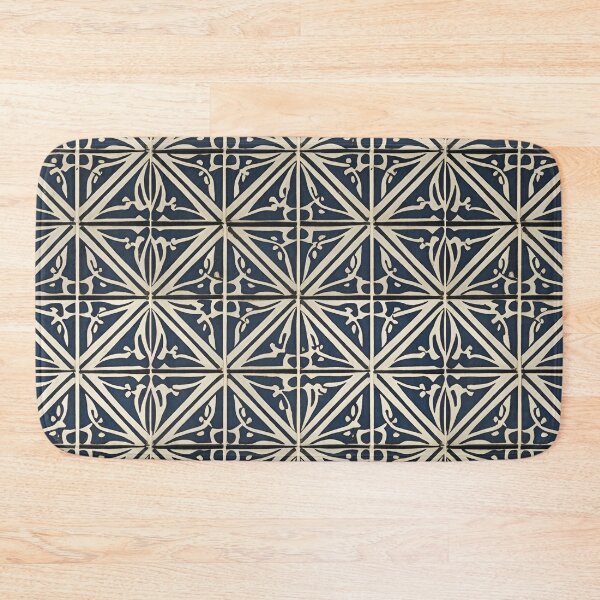 Item preview, Retro Tile Pattern beige and dark blue designed and sold by RetroTile.