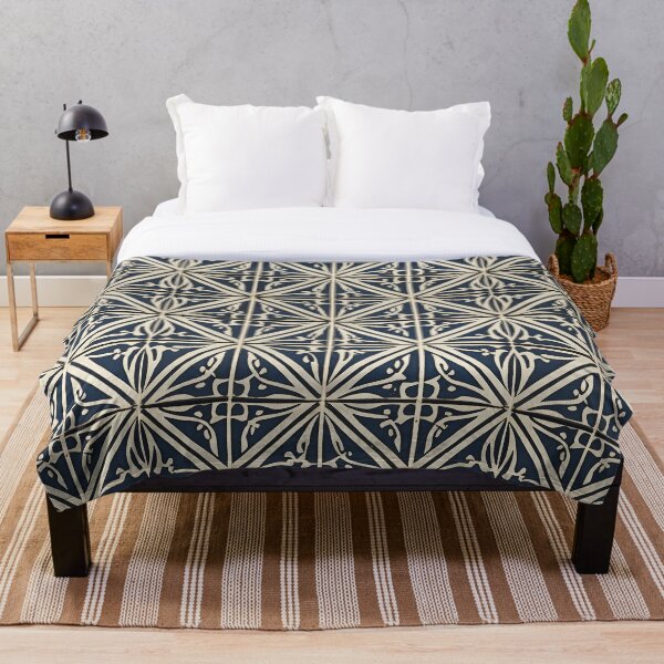 Item preview, Retro Tile Pattern beige and dark blue designed and sold by RetroTile.