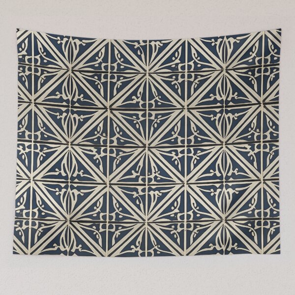 Item preview, Retro Tile Pattern beige and dark blue designed and sold by RetroTile.