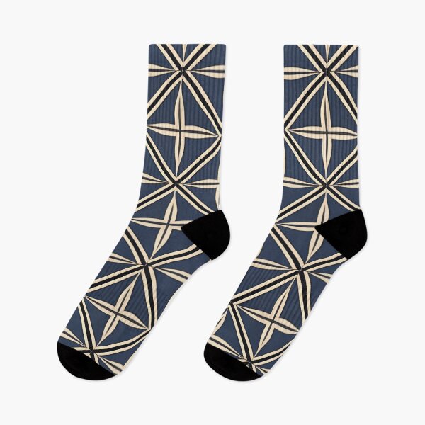 Item preview, Retro Tile Pattern midnight blue and beige designed and sold by RetroTile.