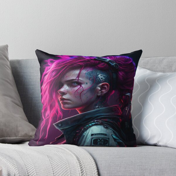 Item preview, Portrait of a futuristic girl with pink hair  designed and sold by CybRunner.