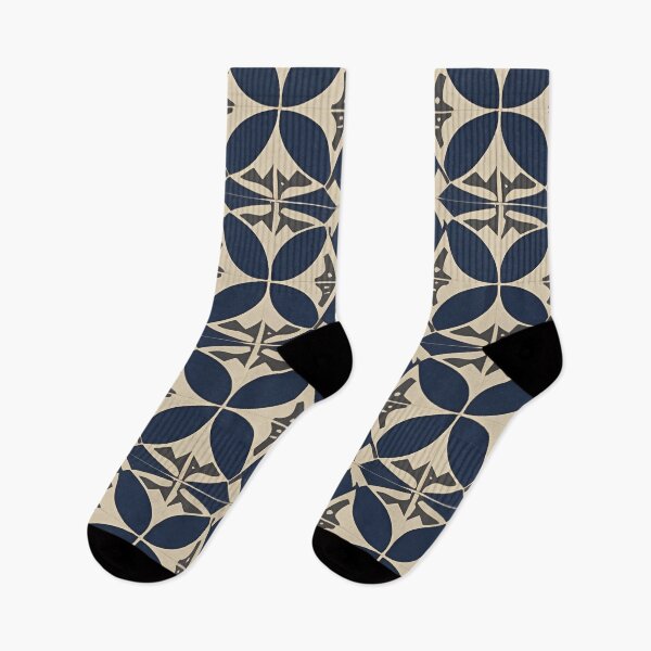 Item preview, Retro Tile Pattern midnight blue and beige with little silver designed and sold by RetroTile.
