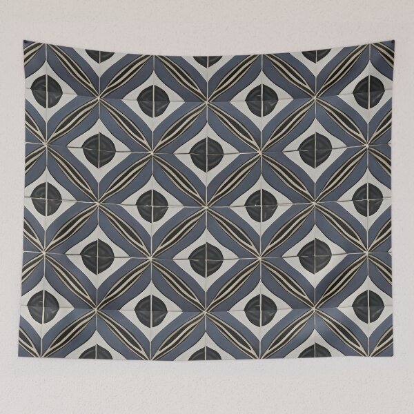 Item preview, Retro Tile Pattern silver shades with black and little beige designed and sold by RetroTile.