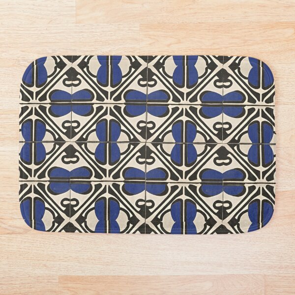 Item preview, Retro Tile Pattern navy blue with light beige and black designed and sold by RetroTile.