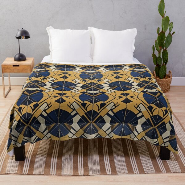 Aperçu de l'œuvre Retro Tile Pattern yellow and midnight blue shades with little beige créée et vendue par RetroTile.