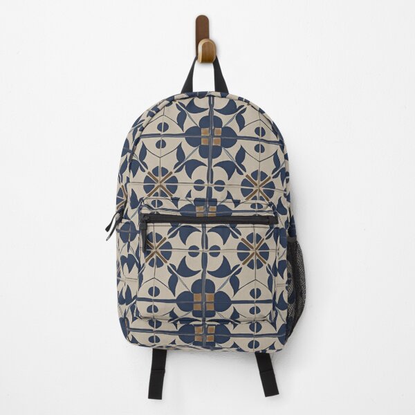 Item preview, Retro Tile Pattern beige and midnight blue with brown details designed and sold by RetroTile.