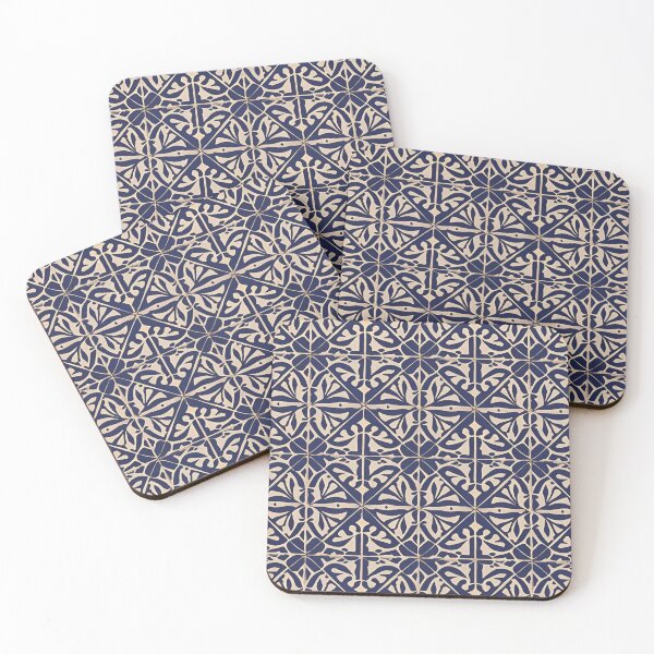 Item preview, Retro Tile Pattern navy blue and beige designed and sold by RetroTile.