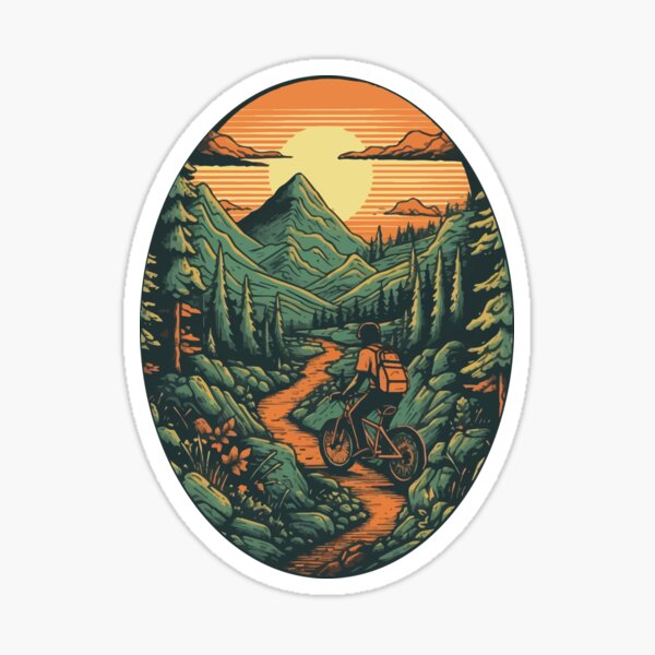 Item preview, A Mountain Biker Biking through a Forest Trail - Vintage Outdoors designed and sold by GVRDesign.