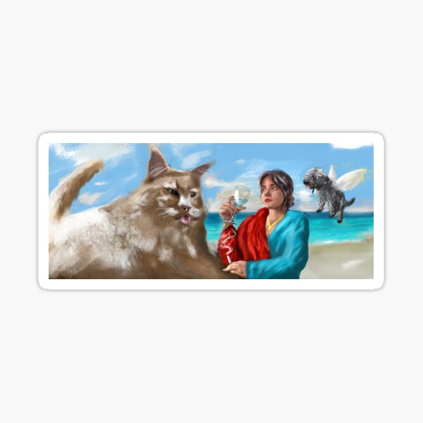 Woman and cat Sticker