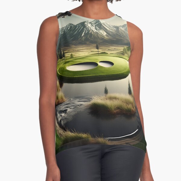 Fantasy World Mountain Golf Print Sleeveless Top