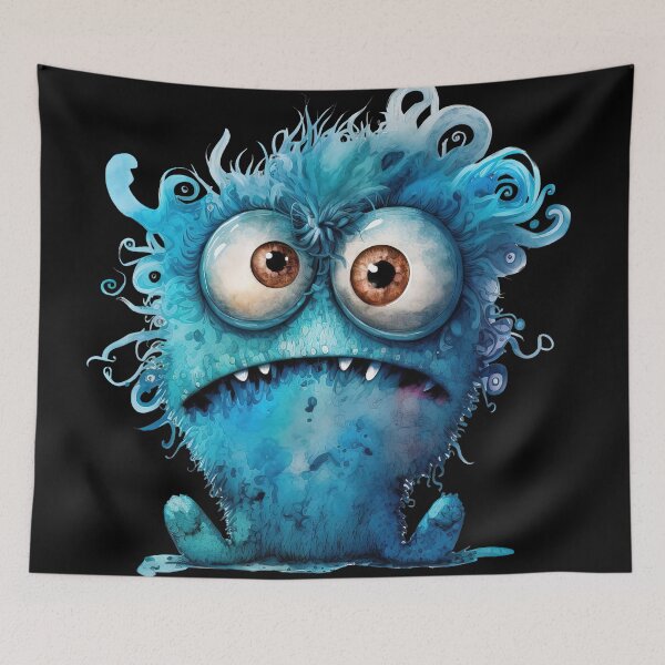 Item preview, Cute and Funny Baby Monster, Blue Monster designed and sold by MoonFoxDesign.
