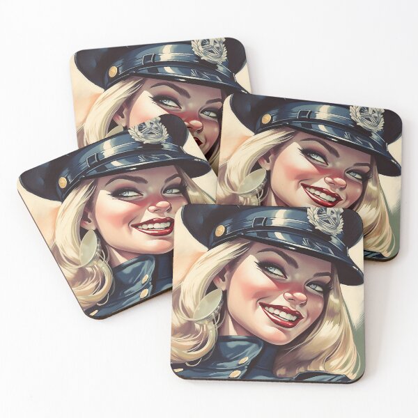 Item preview, Police Woman of your dreams, pin up, retro smiling beautiful officer designed and sold by GueloStudio.