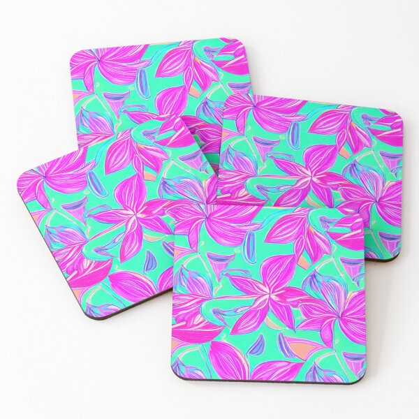 Item preview, Abstract Pink Exotic Floral on Blue designed and sold by calibrit.