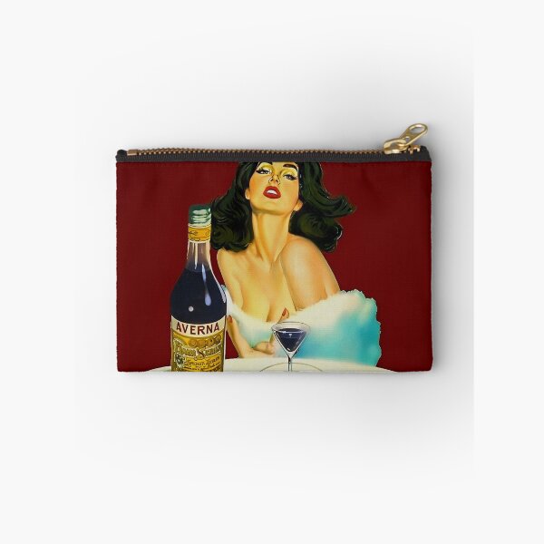 Item preview, Vintage Italian liqueur Averna Amaro Sicilia aperitif alcoholic beverage advertising brunette at cafe advertisement poster / posters for kitchen and dining room wall decor in rare oxblood red designed and sold by Jéanpaul  Ferro.