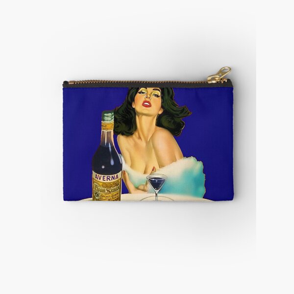 Item preview, Vintage Italian liqueur Averna Amaro Sicilia aperitif alcoholic beverage advertising brunette at cafe advertisement poster / posters for kitchen and dining room wall decor in rare dark blue designed and sold by Jéanpaul  Ferro.
