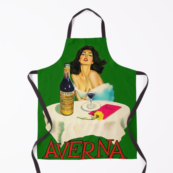 Item preview, Vintage Italian liqueur Averna Amaro Sicilia aperitif alcoholic beverage advertising brunette at cafe advertisement poster / posters for kitchen and dining room wall decor in rare green designed and sold by Jéanpaul Ferro.