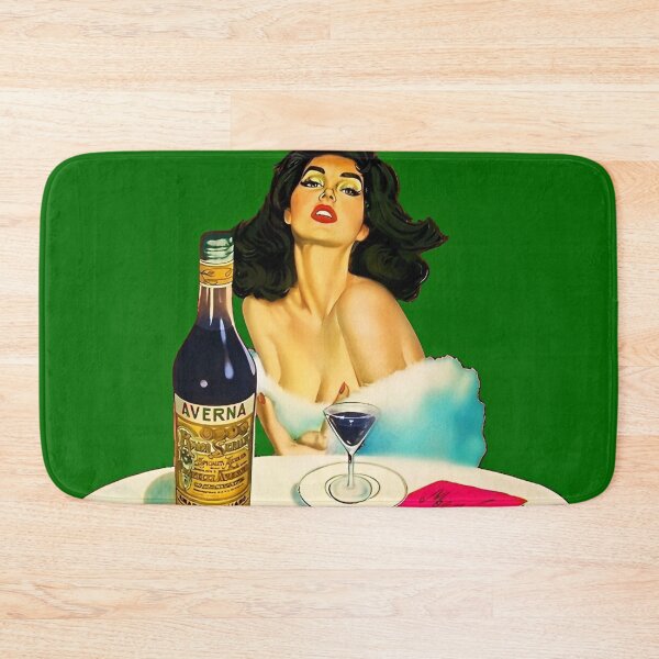 Item preview, Vintage Italian liqueur Averna Amaro Sicilia aperitif alcoholic beverage advertising brunette at cafe advertisement poster / posters for kitchen and dining room wall decor in rare green designed and sold by Jéanpaul  Ferro.