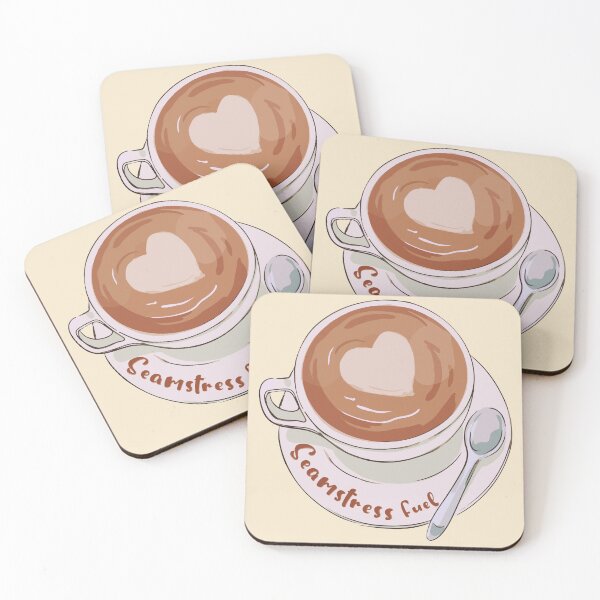 Item preview, Coffee lover seamstress fuel cute latte cup heart sewing gift designed and sold by MetalicBabe.