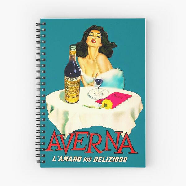 Item preview, Vintage Italian liqueur Averna Amaro Sicilia aperitif alcoholic beverage advertising brunette at cafe advertisement poster / posters for kitchen and dining room wall decor in light baby blue designed and sold by Jéanpaul  Ferro.