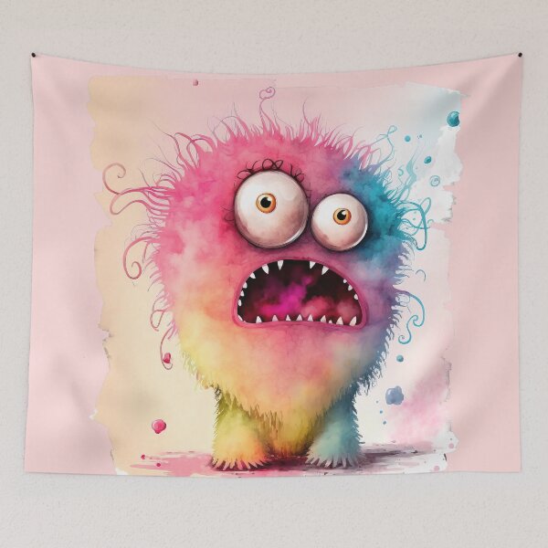 Item preview, Pink Funny Crazy Monster, Little Rainbow Monster designed and sold by MoonFoxDesign.