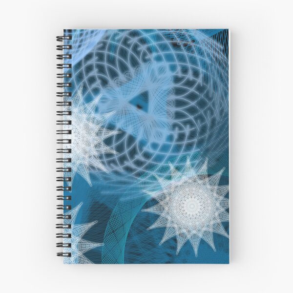 Item preview, Blue and White Starlit Geometry, a Patterned Spirograph Collage designed and sold by RachelEDesigns.