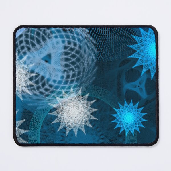 Item preview, Blue and White Starlit Geometry, a Patterned Spirograph Collage designed and sold by RachelEDesigns.