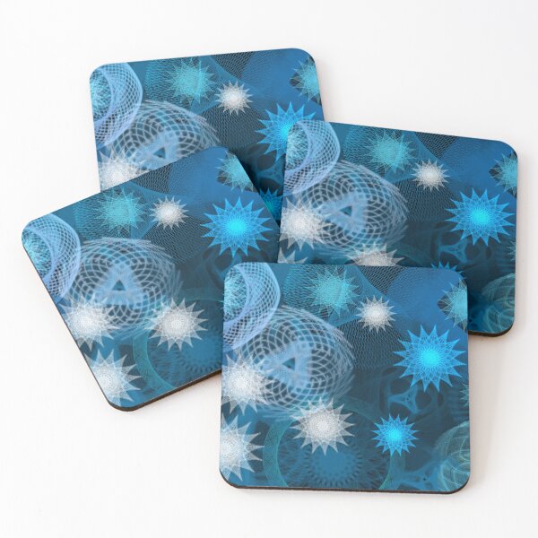 Item preview, Blue and White Starlit Geometry, a Patterned Spirograph Collage designed and sold by RachelEDesigns.
