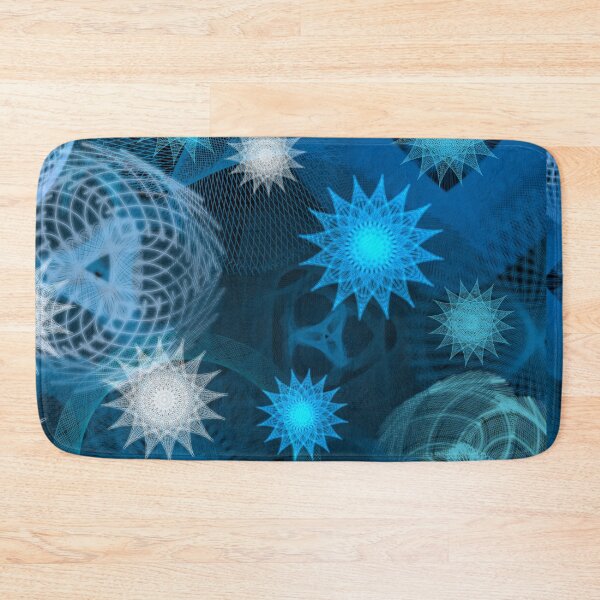 Item preview, Blue and White Starlit Geometry, a Patterned Spirograph Collage designed and sold by RachelEDesigns.